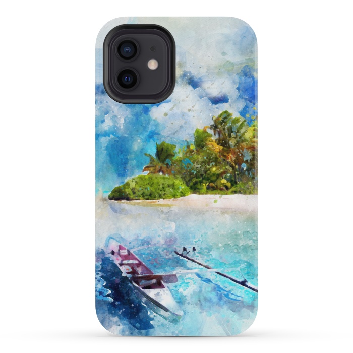 iPhone 12 mini StrongFit Boat at Island by Creativeaxle