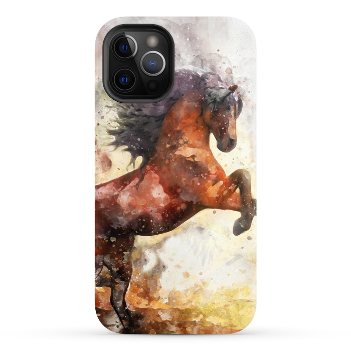 iPhone 12 Pro StrongFit Excited Horse by Creativeaxle