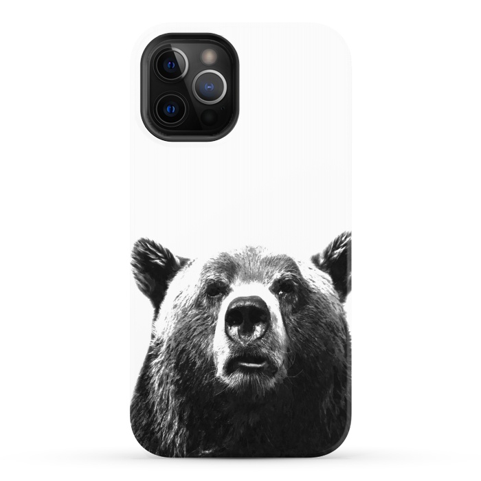 iPhone 12 Pro StrongFit Black and White Bear by Alemi