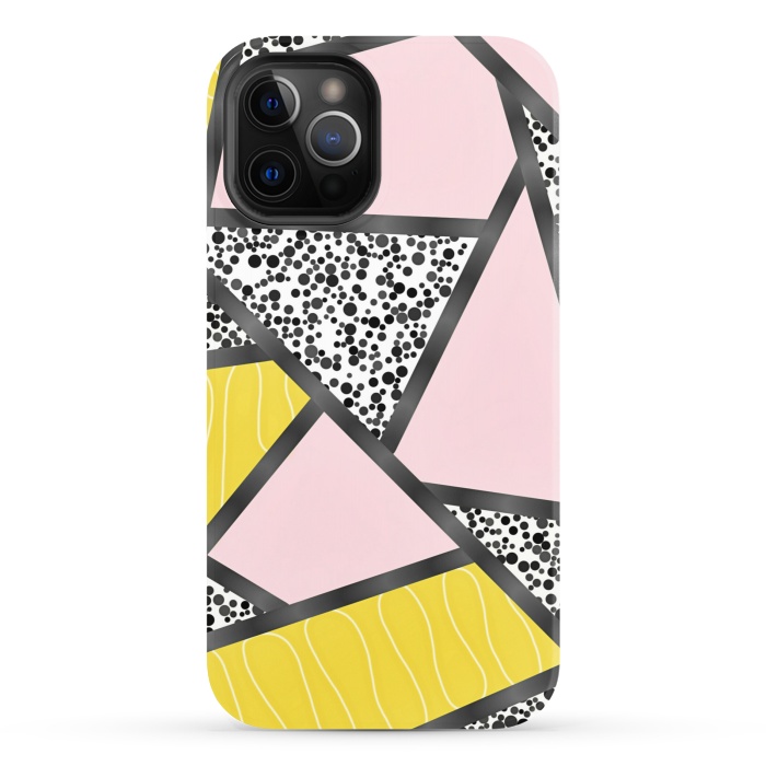 iPhone 12 Pro StrongFit Geometric pink black by Jms