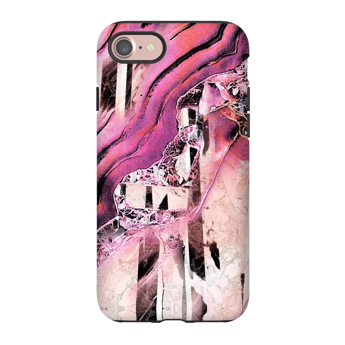 iPhone 7 StrongFit Pink geode stone and marble stripes by Oana 