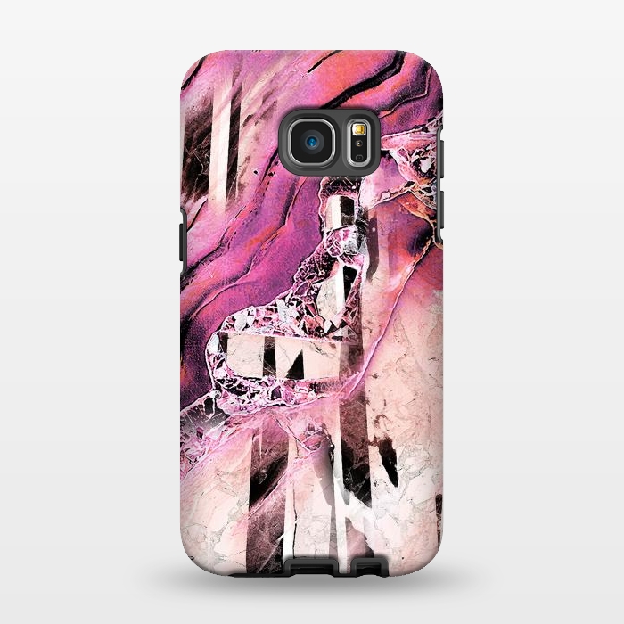 Galaxy S7 EDGE StrongFit Pink geode stone and marble stripes by Oana 