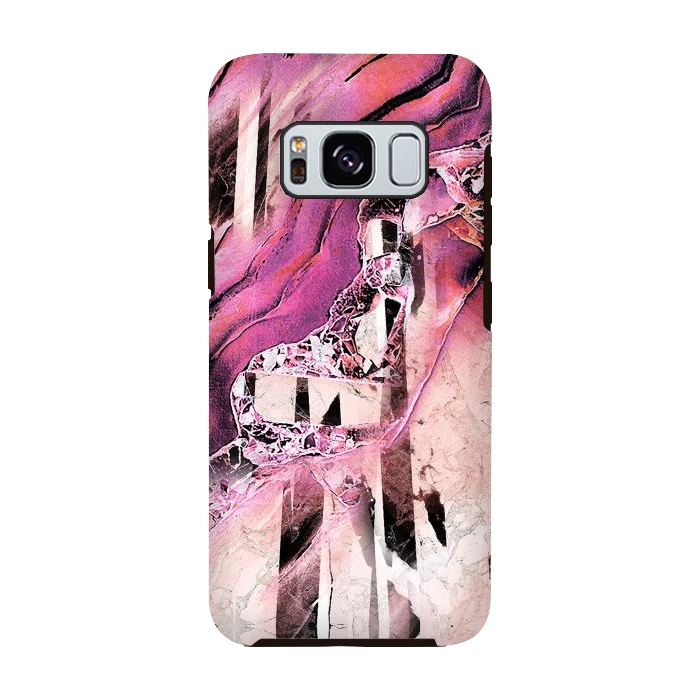 Galaxy S8 StrongFit Pink geode stone and marble stripes by Oana 