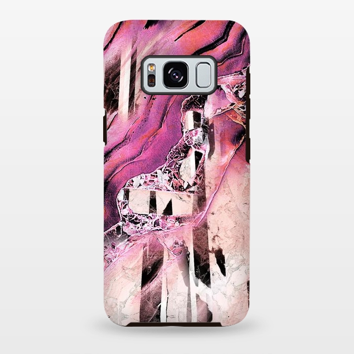 Galaxy S8 plus StrongFit Pink geode stone and marble stripes by Oana 