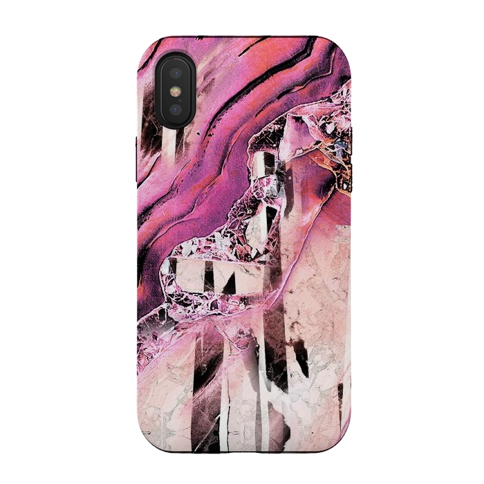 iPhone Xs / X StrongFit Pink geode stone and marble stripes by Oana 