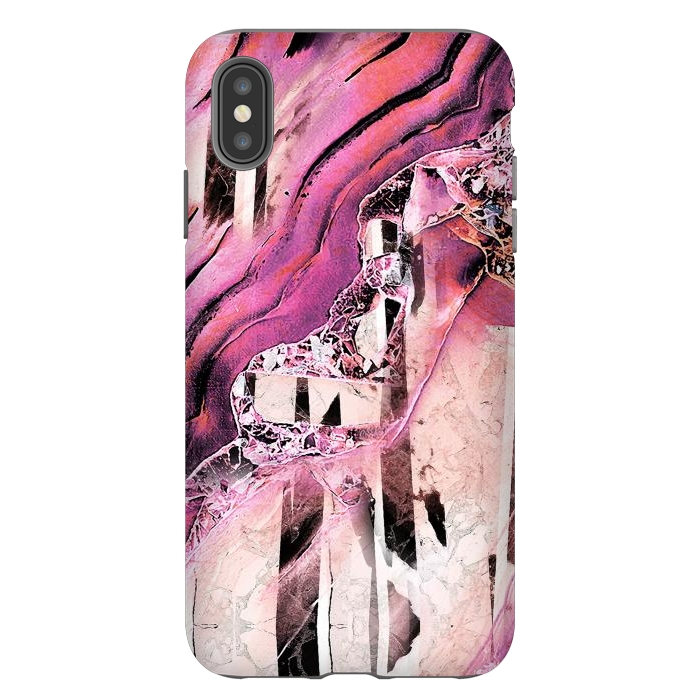 iPhone Xs Max StrongFit Pink geode stone and marble stripes by Oana 