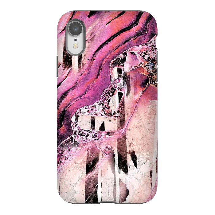 iPhone Xr StrongFit Pink geode stone and marble stripes by Oana 