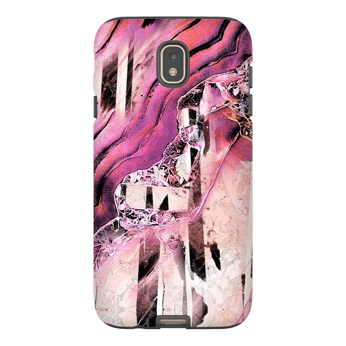 Galaxy J7 StrongFit Pink geode stone and marble stripes by Oana 