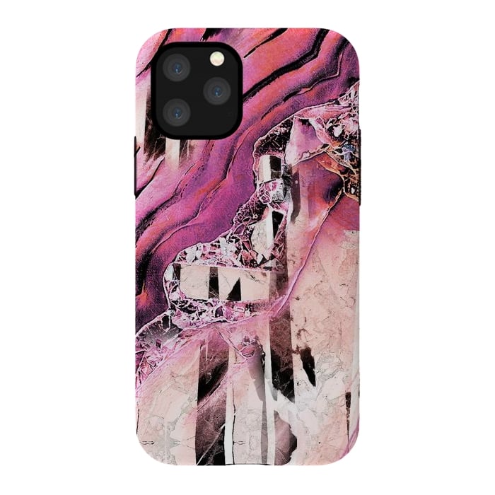 iPhone 11 Pro StrongFit Pink geode stone and marble stripes by Oana 