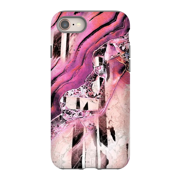 iPhone SE StrongFit Pink geode stone and marble stripes by Oana 