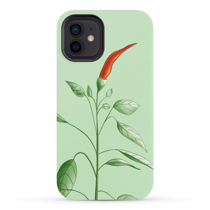 iPhone 12 mini StrongFit Hot Chili Pepper Plant Botanical Illustration by Boriana Giormova