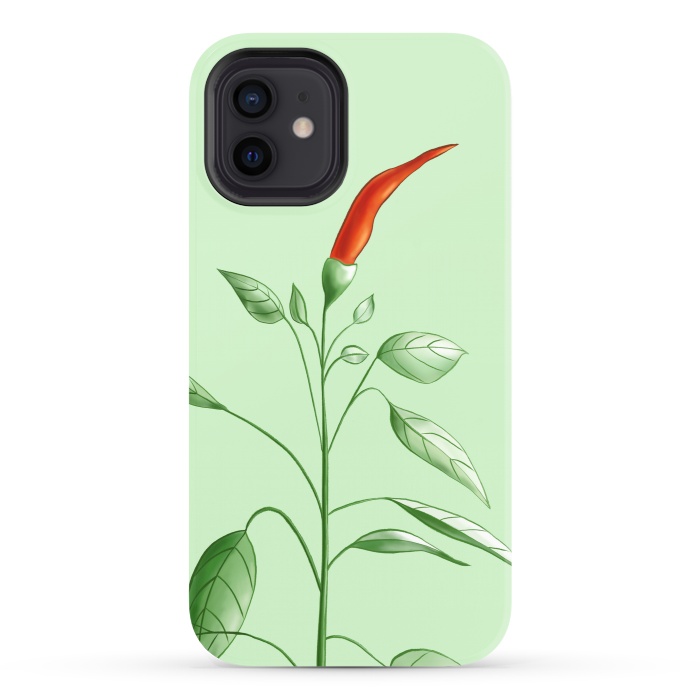 iPhone 12 StrongFit Hot Chili Pepper Plant Botanical Illustration by Boriana Giormova