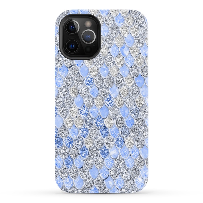 iPhone 12 Pro StrongFit Blue and Silver Sparkling Mermaid Scales by  Utart
