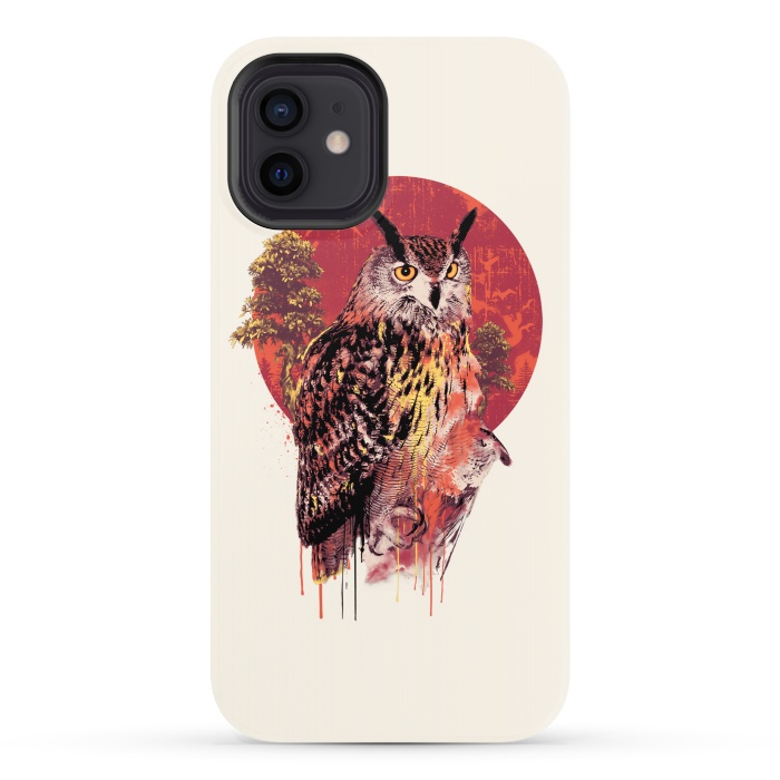 iPhone 12 StrongFit Owl Red by Riza Peker