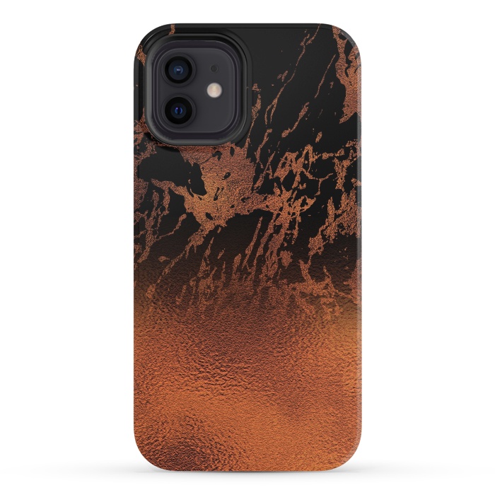 iPhone 12 mini StrongFit Copper Gold and Black Marble  by  Utart
