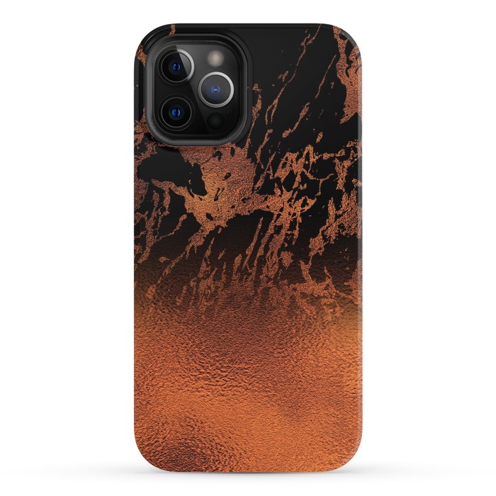 iPhone 12 Pro StrongFit Copper Gold and Black Marble  by  Utart
