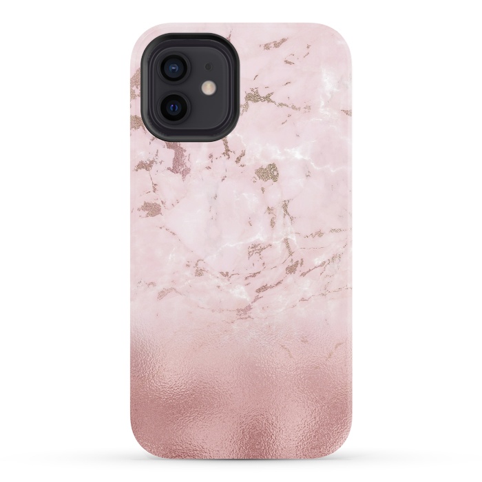 iPhone 12 StrongFit Rose Gold Glitter Marble Blush by  Utart
