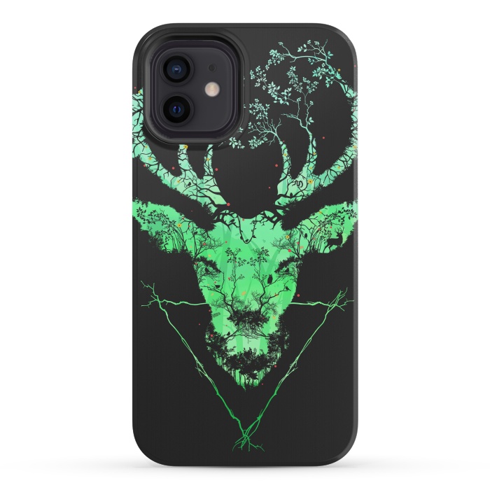 iPhone 12 mini StrongFit Dark Forest Deer by Sitchko