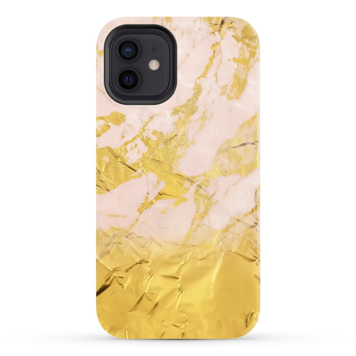 iPhone 12 StrongFit Gold Foil and Pink Marble Glamour by  Utart