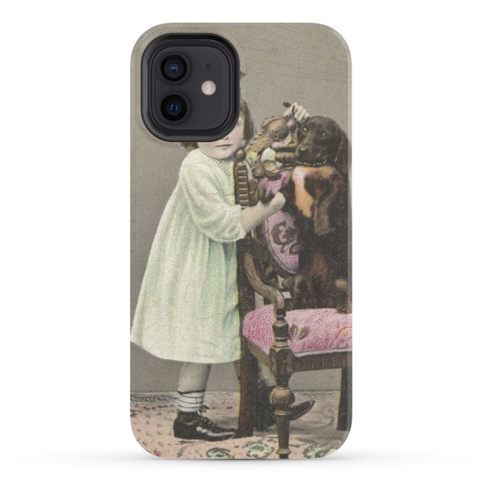 iPhone 12 StrongFit Vintage Girl With Dog by Andrea Haase