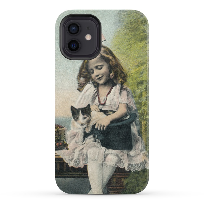 iPhone 12 StrongFit Retro Girl With Cat by Andrea Haase