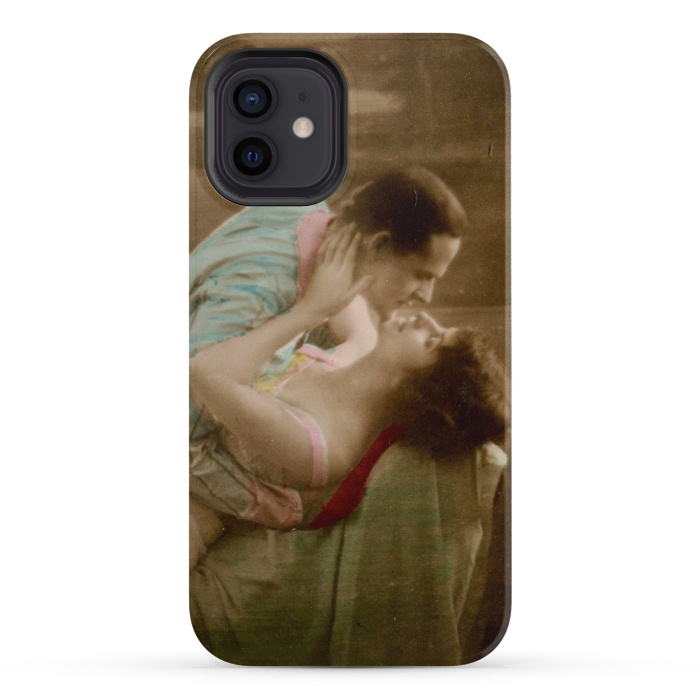 iPhone 12 StrongFit Old Postcard Kissing Couple by Andrea Haase