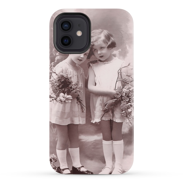 iPhone 12 mini StrongFit Cute Retro Girls With Flowers by Andrea Haase