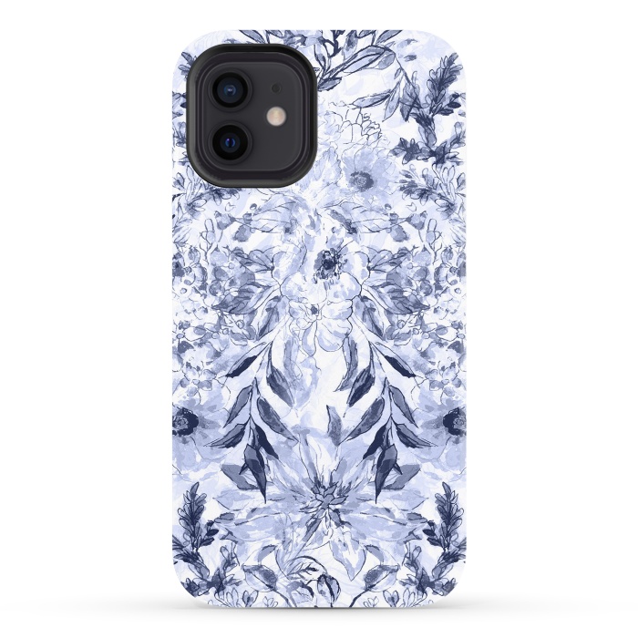 iPhone 12 StrongFit Watercolor grey floral hand paint by InovArts