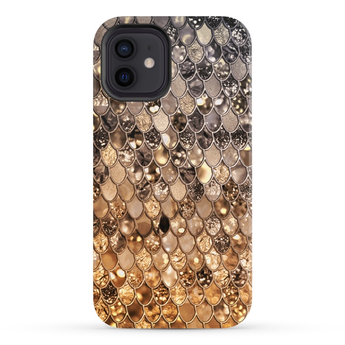 iPhone 12 StrongFit Old Gold and Bronze Mermaid Scales Pattern by  Utart