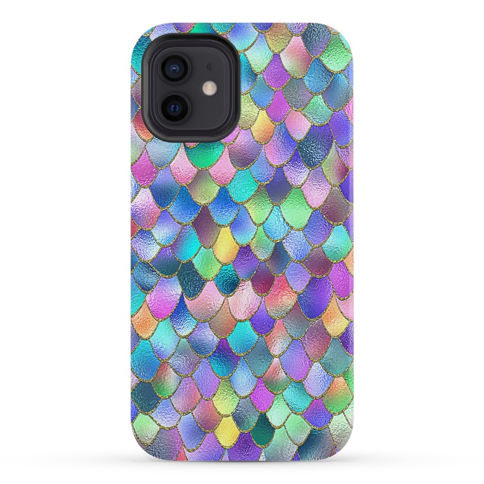 iPhone 12 StrongFit Colorful Carnival Wonky Metal Mermaid Scales by  Utart
