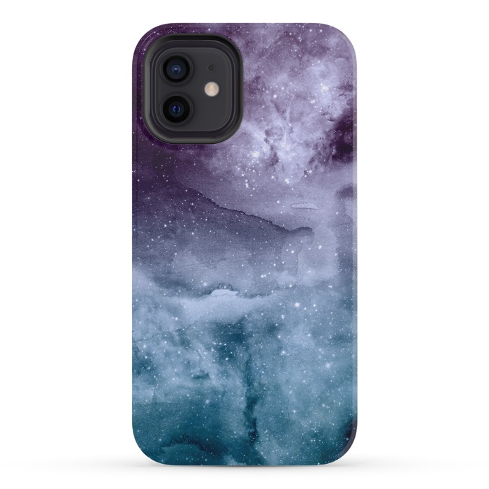 iPhone 12 mini StrongFit Watercolor and nebula abstract design by InovArts