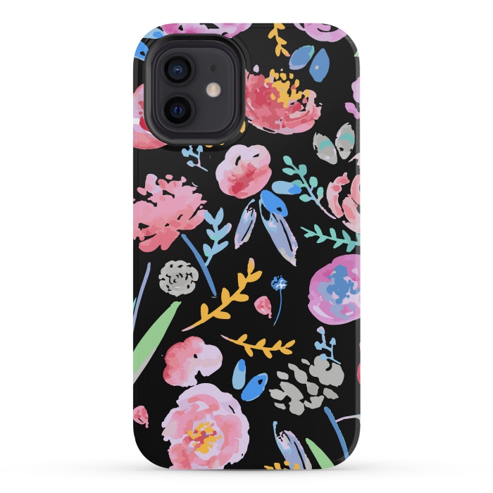 iPhone 12 mini StrongFit Watercolor Florals by MUKTA LATA BARUA