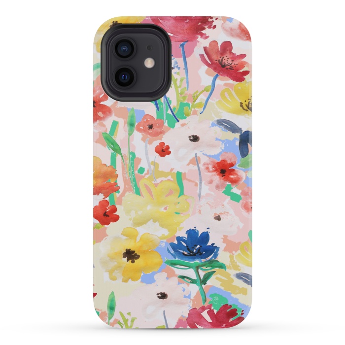 iPhone 12 mini StrongFit Watercolor Florals 002 by MUKTA LATA BARUA