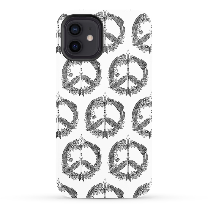 iPhone 12 StrongFit Bohemian Peace Sign Print by Becky Starsmore