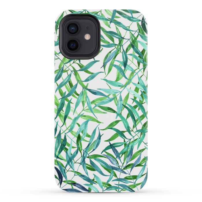 iPhone 12 mini StrongFit Green Palm Leaf Print by Becky Starsmore