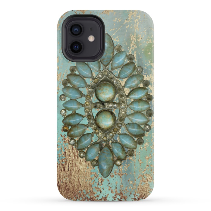 iPhone 12 mini StrongFit Turquoise Embellishment by Andrea Haase
