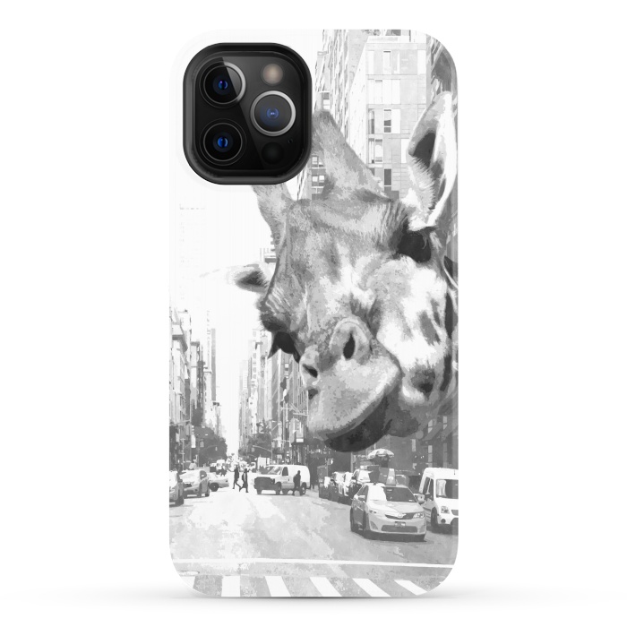 iPhone 12 Pro StrongFit Black and White Selfie Giraffe in NYC by Alemi