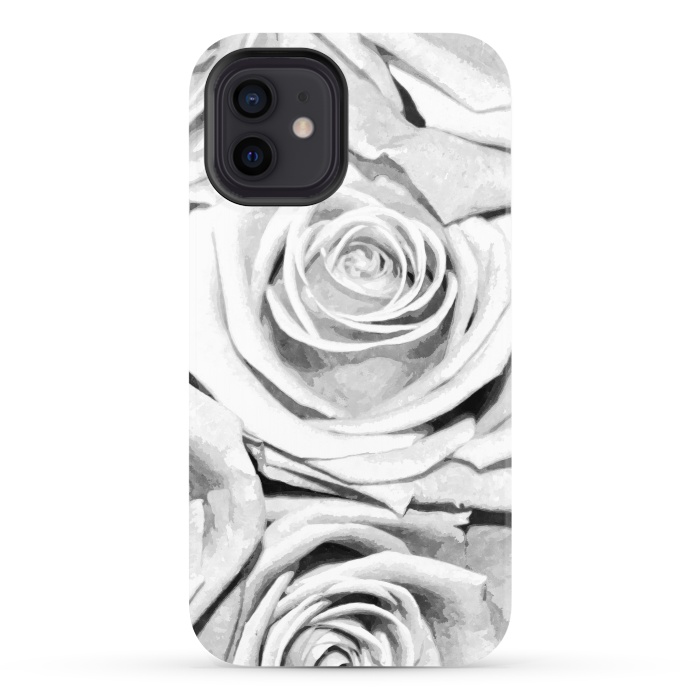iPhone 12 StrongFit Black and White Roses by Alemi
