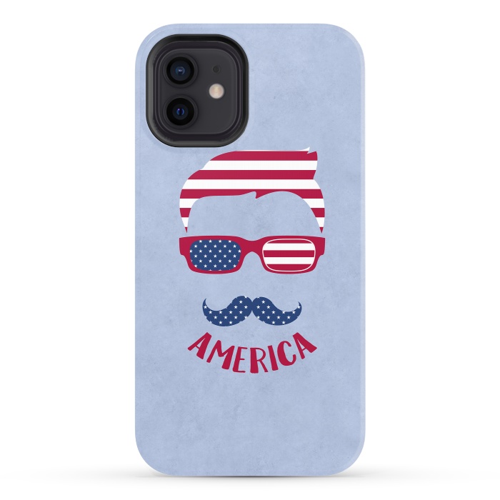 iPhone 12 StrongFit American Hipster Face 4th July by Andrea Haase