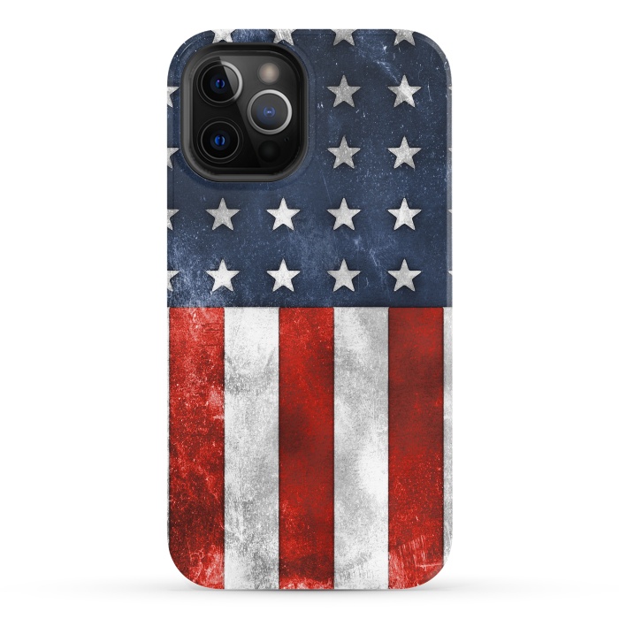 iPhone 12 Pro StrongFit Grunge Style American Flag by Andrea Haase
