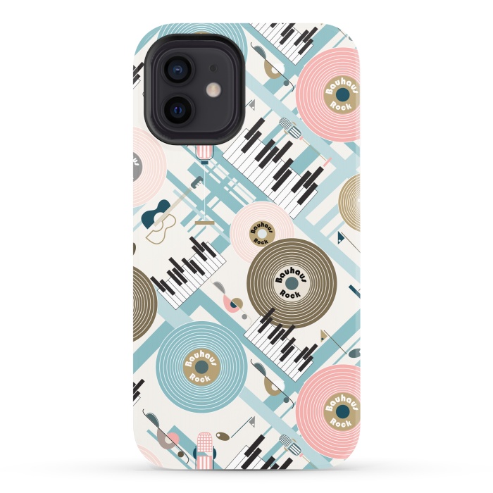 iPhone 12 StrongFit Bauhaus Rock - Pink and Blue by Paula Ohreen