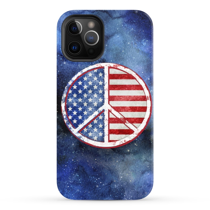 iPhone 12 Pro StrongFit Peace Sign Stars and Stripes USA Flag 2 by Andrea Haase