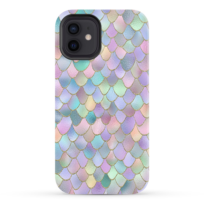 iPhone 12 StrongFit Lavender and Pink Wonky Mermaid Scales by  Utart