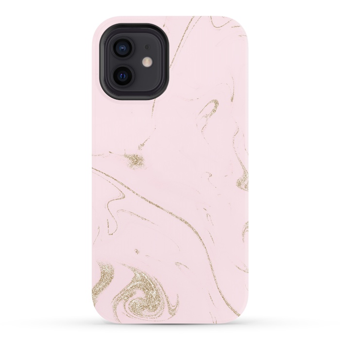 iPhone 12 StrongFit Luxe gold and blush marble image by InovArts