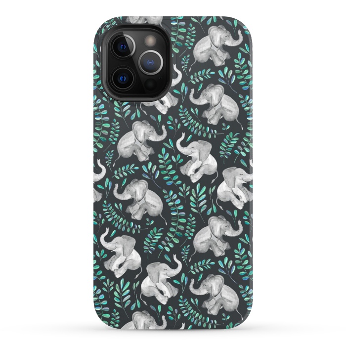 iPhone 12 Pro StrongFit Laughing Baby Elephants by Micklyn Le Feuvre