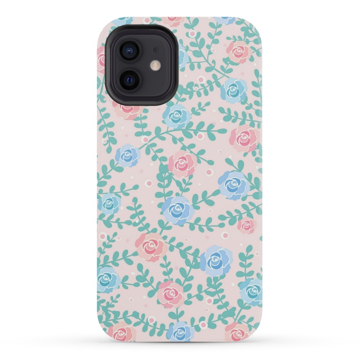 iPhone 12 mini StrongFit Pink blue roses by Jms