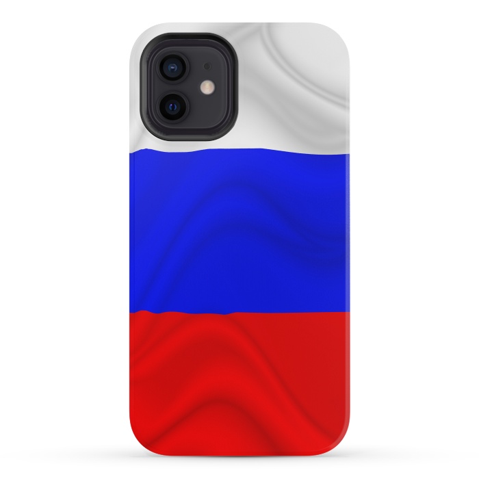 iPhone 12 mini StrongFit Russia Waving Flag Digital Silk Satin Fabric by BluedarkArt