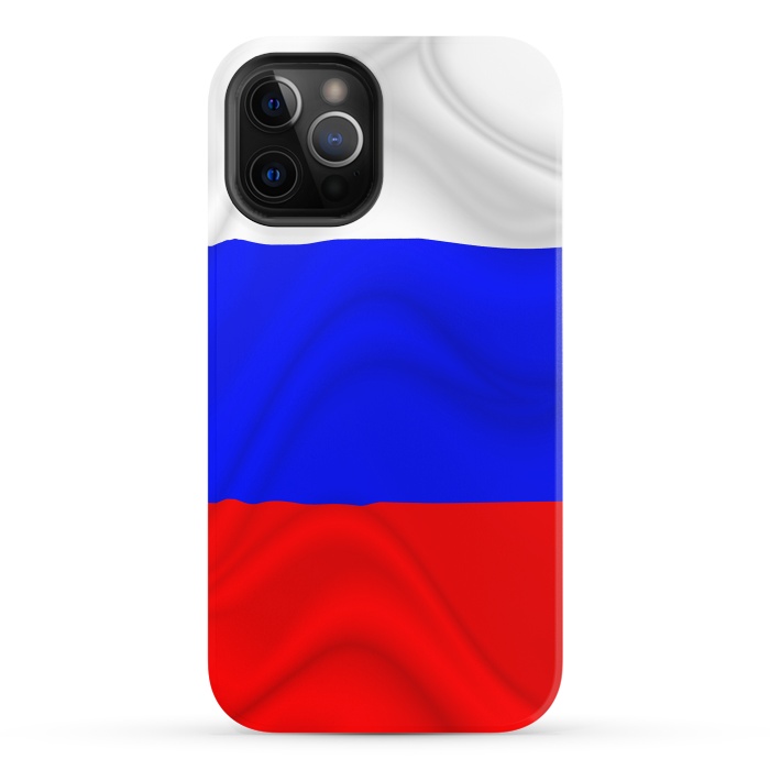 iPhone 12 Pro StrongFit Russia Waving Flag Digital Silk Satin Fabric by BluedarkArt