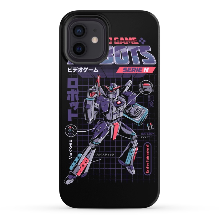 iPhone 12 StrongFit Video Game Robot - Model N by Ilustrata