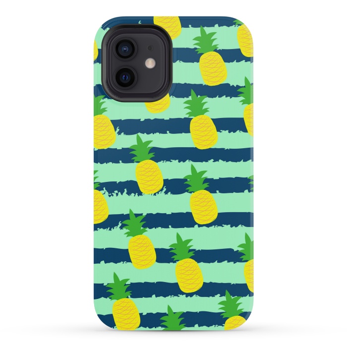 iPhone 12 mini StrongFit summer pineapple pattern by MALLIKA